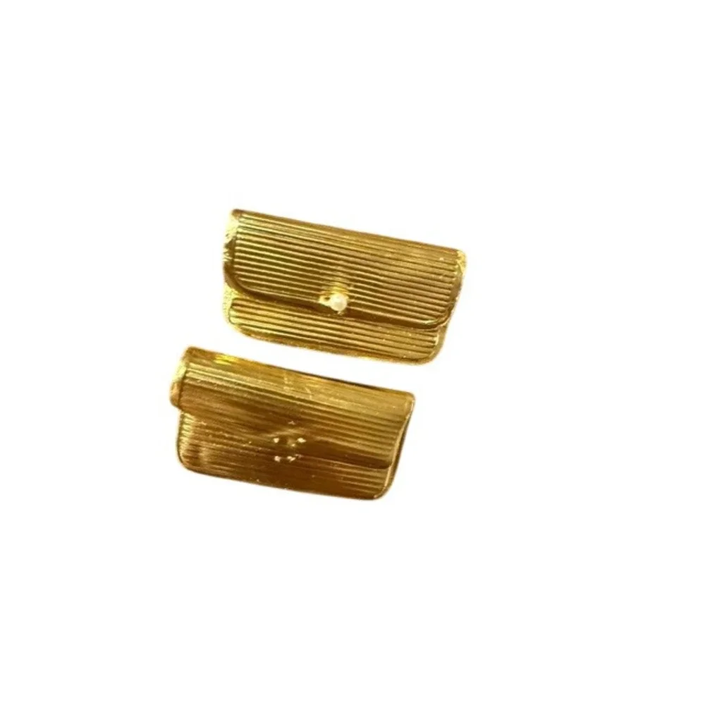 Vintage Gold Tone Ribbed Barbie fashion doll purse clutch lot of 2 pearl closure